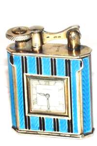 Juvenia Sterling Enamel Watch Lighter