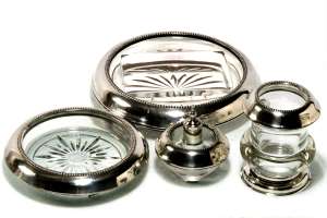 Frank M Whiting Art Deco Ashtray Holder Lighter Set