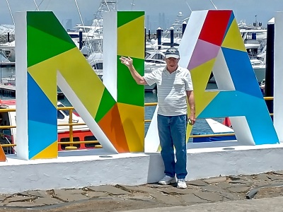 Big PANAMA sign near end of Amador Causeway