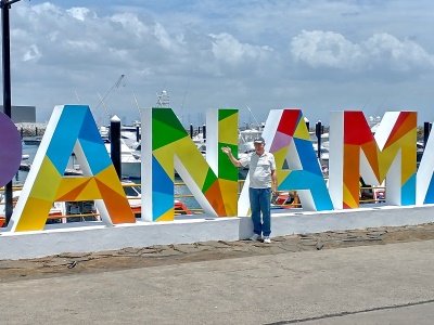 Big PANAMA sign near end of Amador Causeway