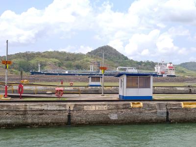 Ship passing on new canal